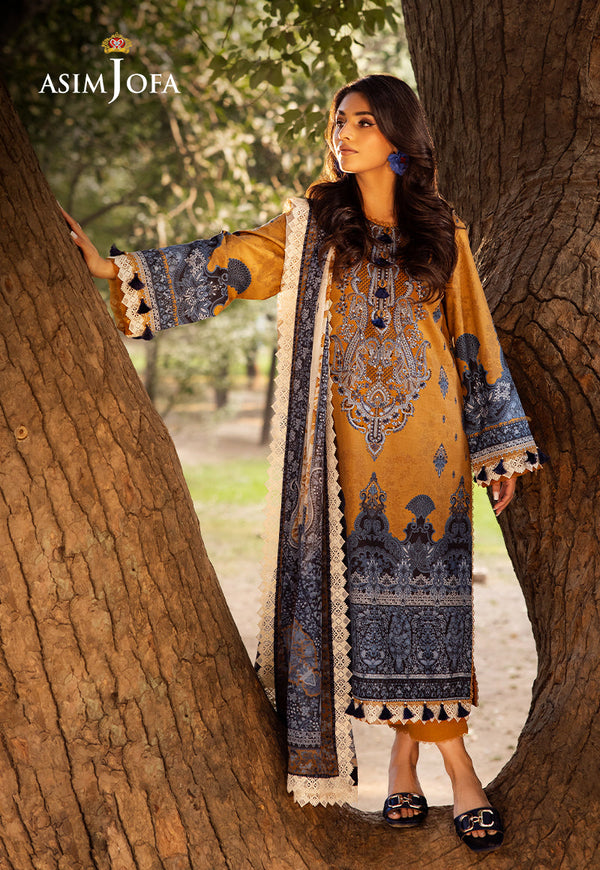 AJUBJ-10 PRINTED EMBROIDERED LAWN 3 PC