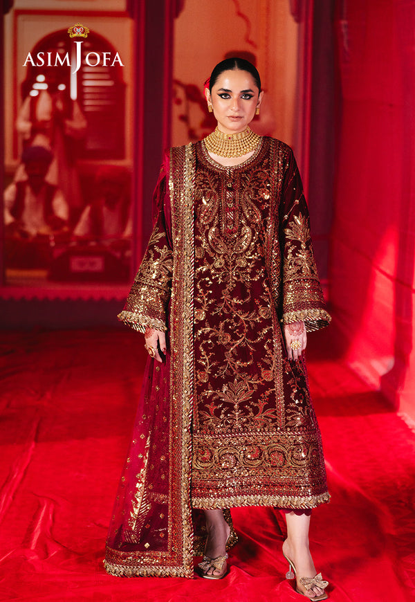 AJMVD-02 EMBROIDERED VELVET STITCHED 3 PCS