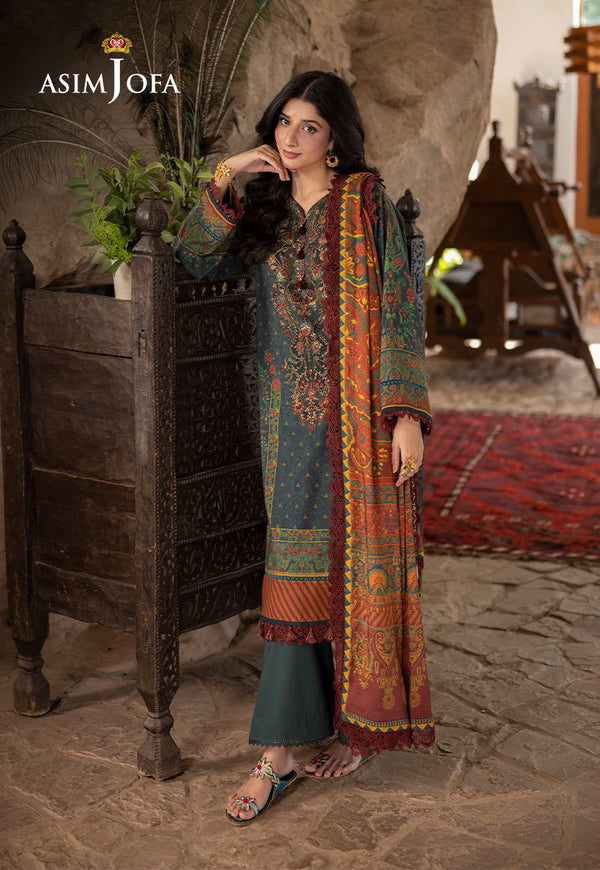 AJUW-21 EMBROIDERED VISCOSE 3 Pcs