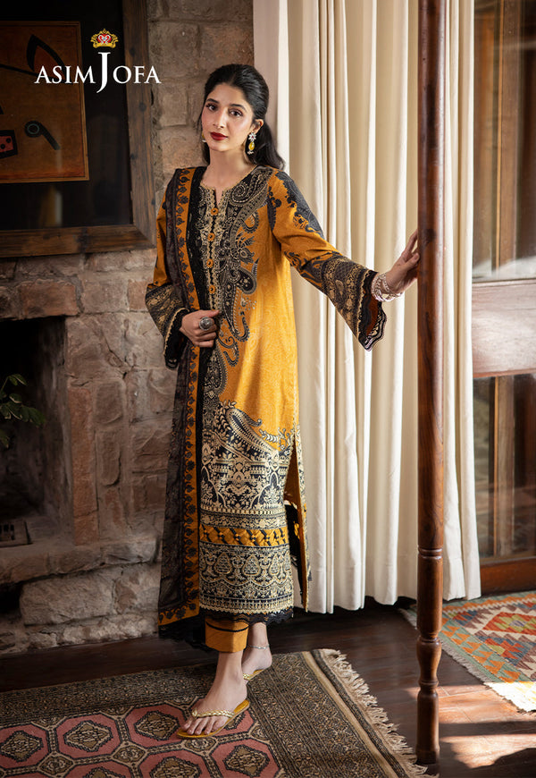 AJUWD-23 EMBROIDERED STITCHED 3 PCS