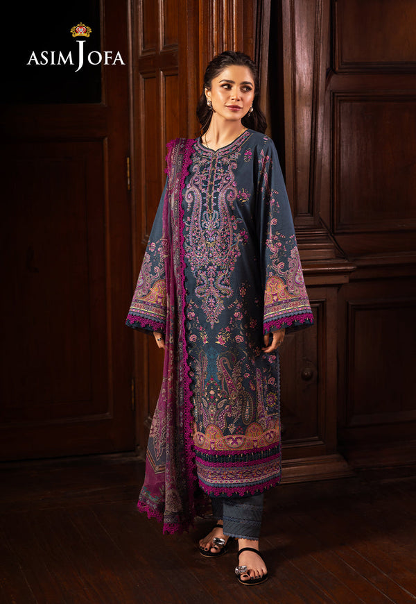 AJUBJ-05 PRINTED EMBROIDERED LAWN 3 PC