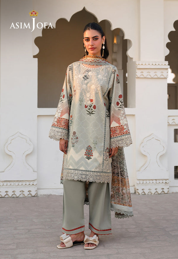 AJUBF-40 PRINTED EMBROIDERED LAWN 3 PCS