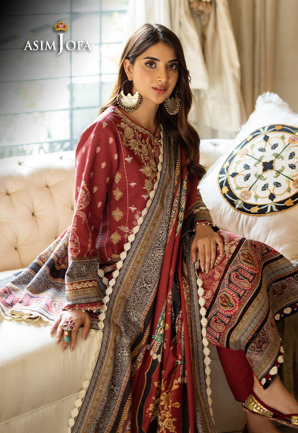AJIWP-02 EMBROIDERED KHADDAR STITCHED 3 PCS-L