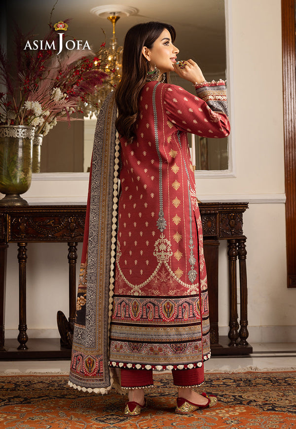 AJIWP-02 EMBROIDERED KHADDAR STITCHED 3 PCS-S