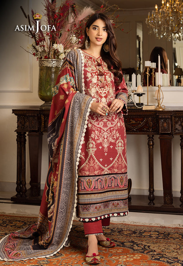 AJIWP-02 EMBROIDERED KHADDAR STITCHED 3 PCS