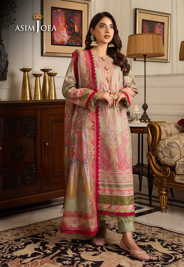 AJIWP-08 EMBROIDERED KARANDI STITCHED 3 PCS