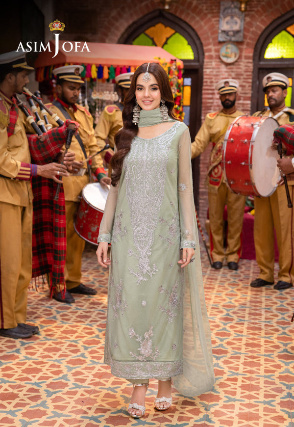 AJEMB-01 EMBROIDERED NET STITCHED 3 PCS