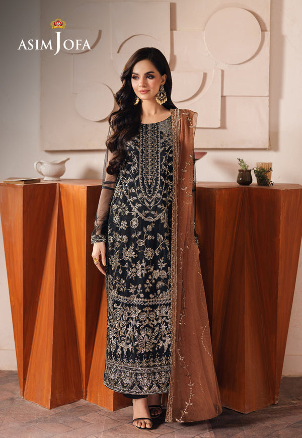 AJHEB-05 EMBROIDERED NET STITCHED 3 PCS