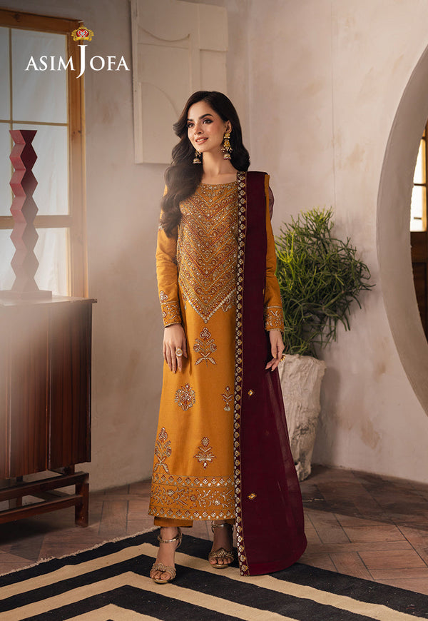 AJHEB-07 EMBROIDERED JUMBO SILK STITCHED 3 PCS