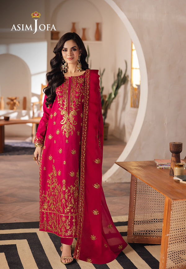 AJHEB-08 EMBROIDERED JUMBO SILK STITCHED 3 PCS