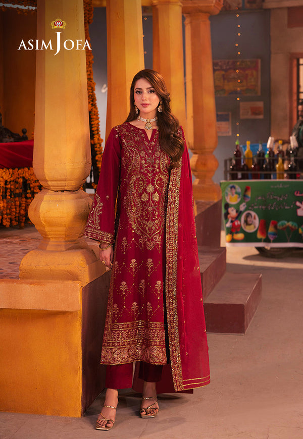 AJKKB-19 EMBROIDERED TWISTED SILK STITCHED 3 PCS