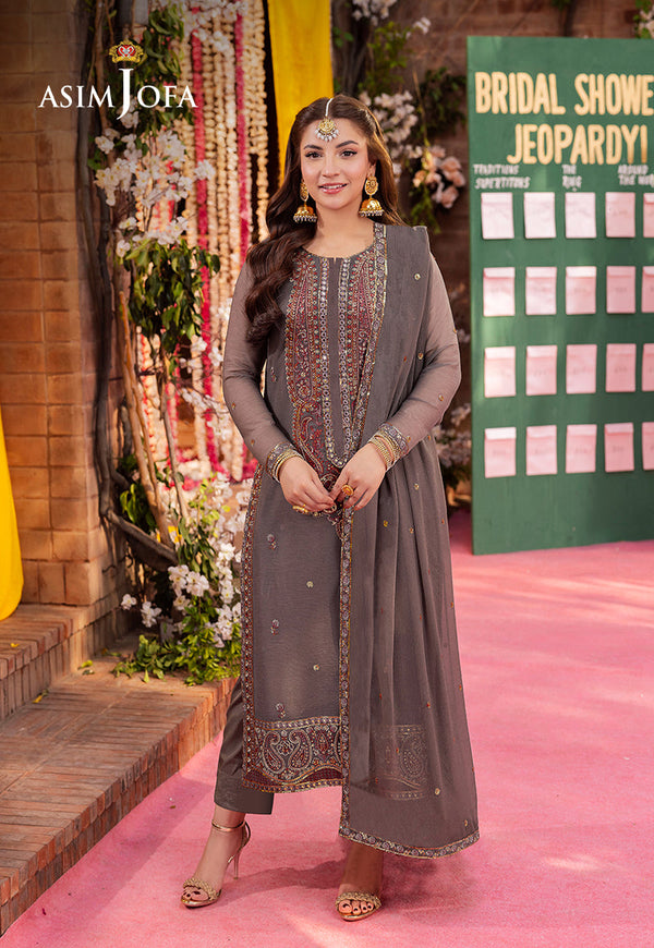 AJMJB-19 EMBROIDERED CHIFFON STITCHED 3 PCS-S